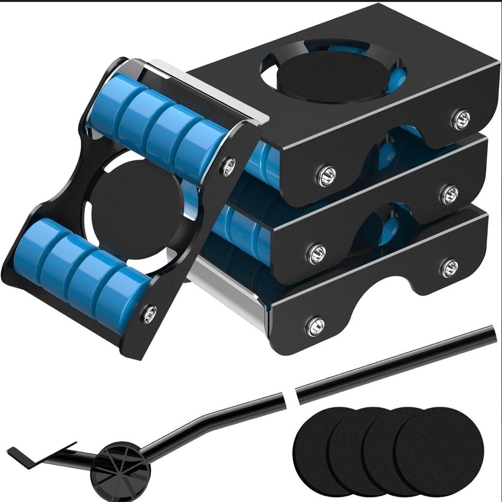 Furniture Mover Tool Set 4 Heavy Duty 8-Wheel Sliders Lift 750 lb Capacity